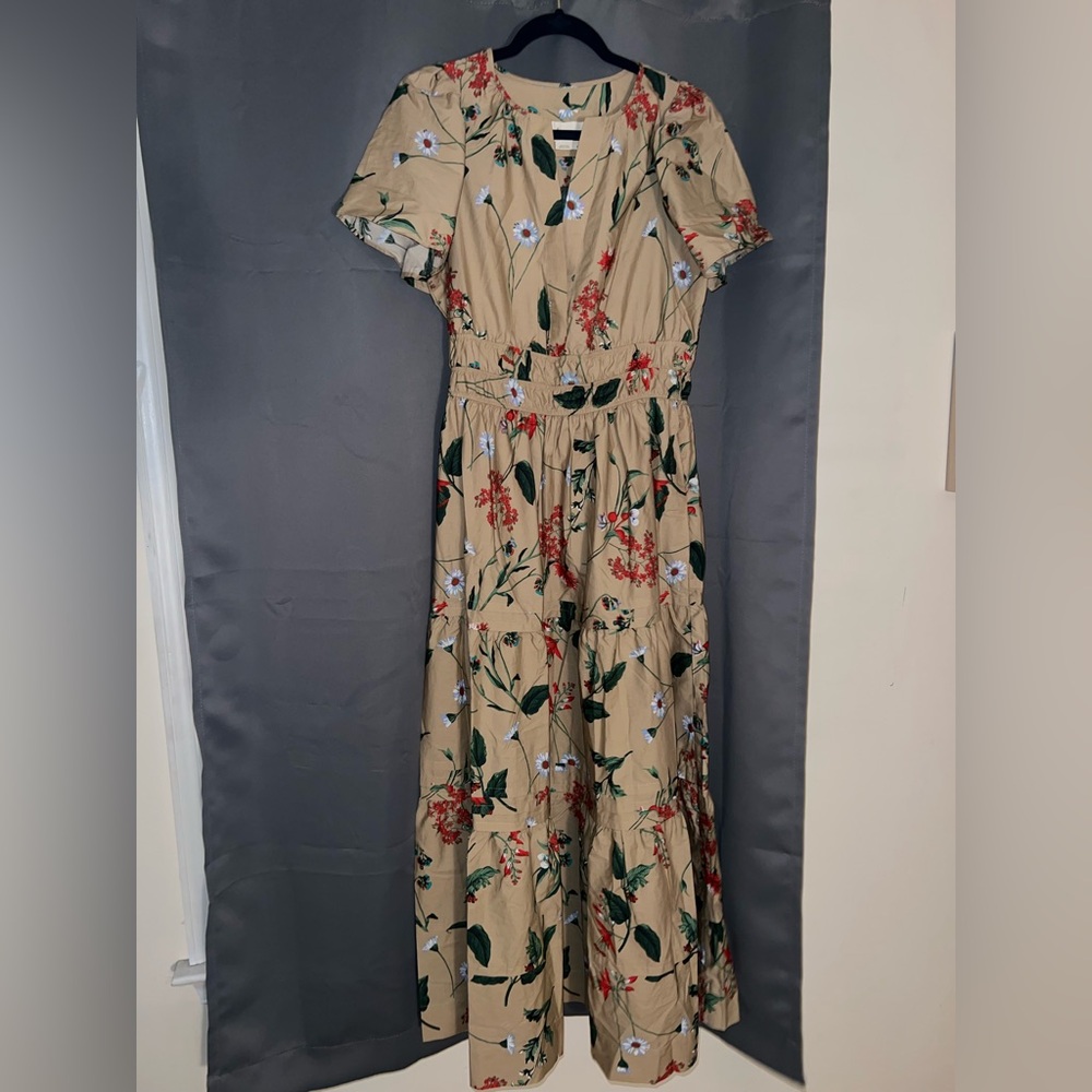 Anthropologie Cream Flutter Sleeve Maxi Dress